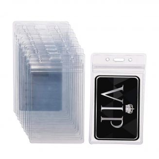 Fako Bijoux® - Badgehouder Plastic Verticaal - ID Naamkaarthouder - Kaarthouder - 7x11.5cm - Transparant - Waterproof - 70x115mm - 50 stuks