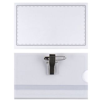 Merkloos - 20x Naambadge Combiklem - 56x90 mm - Naamkaartjes - Badge - Transparant - 20 Stuks