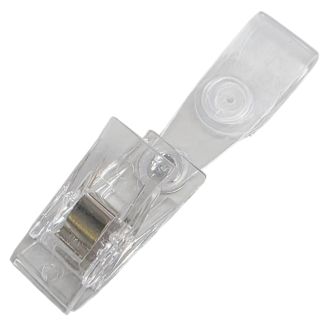 Fako Bijoux - Badgehouder Clips Kunststof - Transparant - Met Bevestigingsstrip - Naamkaarthouder Clip - Naambadge Klem - 12x28mm - Per Stuk