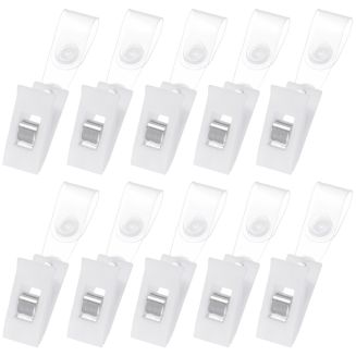 Fako Bijoux - Badgehouder Clips Kunststof - Wit - Met Bevestigingsstrip - Naamkaarthouder Clip - Naambadge Klem - 12x28mm - 10 Stuks