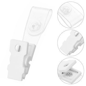 Fako Bijoux - Badgehouder Clips Kunststof - Wit - Met Bevestigingsstrip - Naamkaarthouder Clip - Naambadge Klem - 12x25mm - Per Stuk