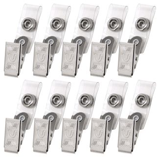 Merkloos - Badgehouder Clips Metaal - Zilver - Met Bevestigingsstrip - Naamkaarthouder Clip - Naambadge Klem - 12x30mm - 20 Stuks