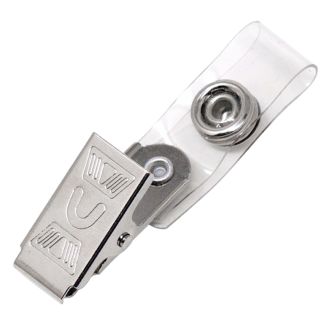 Fako Bijoux - Badgehouder Clips Metaal - Zilver - Met Bevestigingsstrip - Naamkaarthouder Clip - Naambadge Klem - 12x30mm - Per Stuk