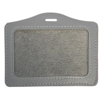 Fako Bijoux® - Badgehouder - PU Leder - Horizontaal - Grijs