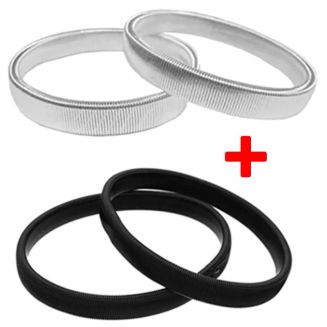 Fako Bijoux® - Set Van 2 paar Mouwophouders Zwart & Zilver - 20cm - Metaal
