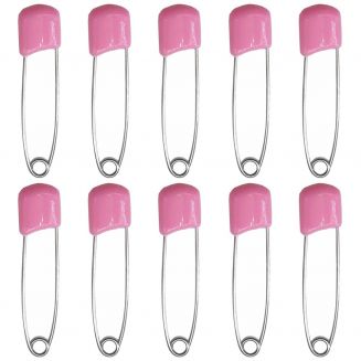 Fako Bijoux® - 10 Veiligheidsspelden Met Beschermkap - Katoenen Luier Speld - Baby Veiligheidsspeld - Speld - Baby Safety Pins - 54mm - Roze - 10 Stuks