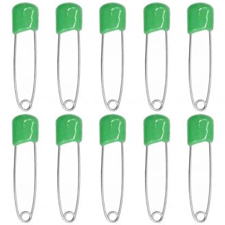 Fako Bijoux® - 10 Veiligheidsspelden Met Beschermkap - Katoenen Luier Speld - Baby Veiligheidsspeld - Speld - Baby Safety Pins - 54mm - Groen - 10 Stuks