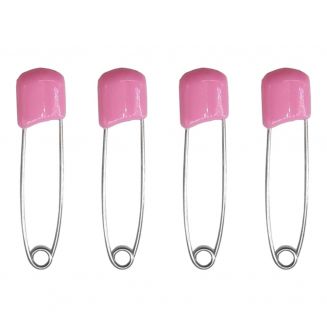 Fako Bijoux® - 4 Veiligheidsspelden Met Beschermkap - Katoenen Luier Speld - Baby Veiligheidsspeld - Speld - Baby Safety Pins - 54mm - Roze - 4 Stuks