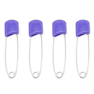 Fako Bijoux® - 4 Veiligheidsspelden Met Beschermkap - Katoenen Luier Speld - Baby Veiligheidsspeld - Speld - Baby Safety Pins - 54mm - Paars - 4 Stuks