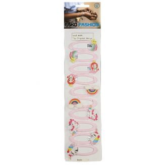 Fako Fashion® - 10 Haarspeldjes Op Kaart - Haarclips Voor Meisjes - 10 Stuks - Eenhoorn - Regenboog