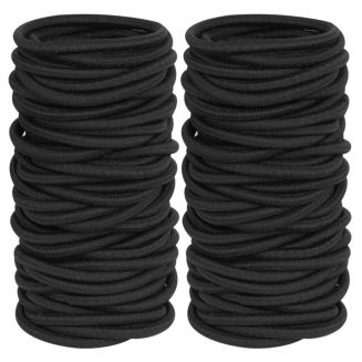 Fako Fashion® - Haarelastiekjes - Ø 45mm - 4mm Dik - 100 Stuks - Zwart - VOORRAAD