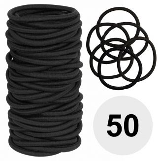 Fako Fashion® - Haarelastiekjes - Ø 45mm - 4mm Dik - 50 Stuks - Zwart