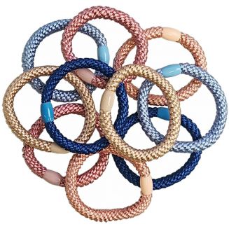 Merkloos - Gevlochten Haarelastiekjes Met Kraal - Dikke Haarelastiekjes Te Dragen Als Armband - 2-in-1 Haar Elastiek - 10 Stuks - Summer Mix