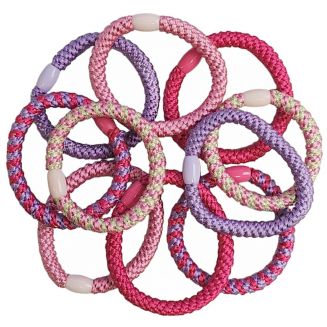 Fako Fashion® - Gevlochten Haarelastiekjes Met Kraal - Dikke Haarelastiekjes Te Dragen Als Armband - 2-in-1 Haar Elastiek - 10 Stuks - Spring Mix