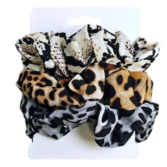Fako Fashion® - Haarelastiek - Scrunchie - Haarwokkel - Haarband - Animal Skin - 3 Stuks