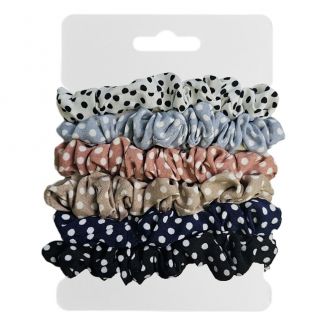 Fako Fashion® - Haarelastiek - Scrunchie - Haarwokkel - Haarband - Polka Dots - 6 Stuks