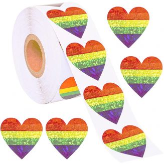 500 Stickers Op Rol - 2.5cm - Hart / Hartjes Regenboog Twist Horizon - Beloningsstickers - Stickers Kinderen - Sluitsticker - Sluitzegel - 25mm