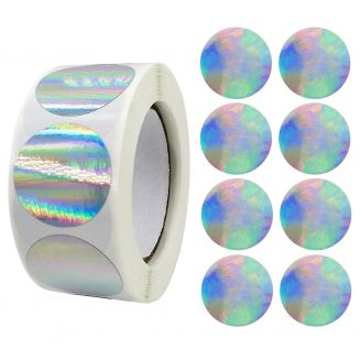 500 Stickers Op Rol - 2.5cm - Cirkel Holografisch - Beloningsstickers - Stickers Kinderen - Sluitsticker - Sluitzegel - 25mm