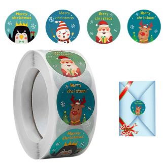 500 Kerst Stickers Op Rol - 2.5cm - Kerststickers - Christmas Stickers - Label Kerst - Sluitzegel - Merry Christmas Santa Mix - 25mm