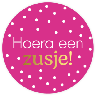 30x Sticker Hoera Een Zusje! - Roze - Sluitsticker - Sluitzegel - Feeststicker Presentje - Enveloppe - Cadeau - Gift - Cadeauzakje - Traktatie - Leuk inpakken - Sticker - 40mm - 30 Stuks