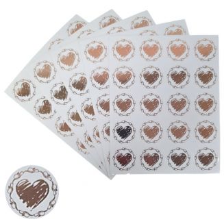 Fako Bijoux® - Transparante Stickers Op Vel - 32mm - Hart Krans Rosé Goud - Serie 2 - Sluitsticker - Sluitzegel - Cadeau Sticker - Hartje Rosé Goud - 200 Stuks