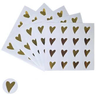 Fako Bijoux® - Hartjes Stickers Op Vel - 25mm - Gouden Hartjes - Sluitsticker - Sluitzegel - Cadeau Sticker - Hartje Goud - 160 Stuks