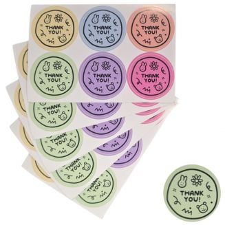 Fako Bijoux® - Thank You Stickers Op Vel - 40mm - Thank You Kiddo - Sluitsticker - Sluitzegel - Cadeau Sticker - Pastel - 60 Stuks