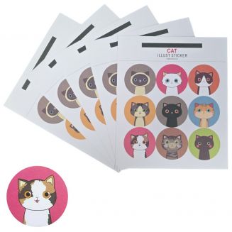 Fako Bijoux® - Katten Stickers Op Vel - 38mm - Katten & Poezen - Sluitsticker - Sluitzegel - Cadeau Sticker - Mix - 90 Stuks