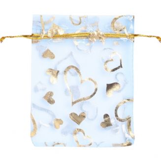 Fako Bijoux® - Organza Zakjes - 9x12cm - Hart Lichtblauw - 20 Stuks