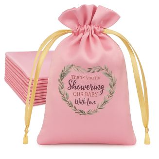 Fako Bijoux® - Satijnen Cadeau Zakjes - Zachte Kado Zakjes - Babyshower - Geboorte - Baby - Kraamfeest - 10x15cm - Roze - 20 Stuks