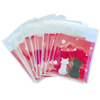Fako Bijoux® - 100x Uitdeelzakjes - Cellofaan Plastic Traktatie Kado Zakjes - Snoepzakjes - Cats - 10x10cm