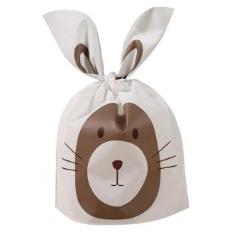 Fako Bijoux® - Uitzeelzakjes 13x22cm - 50 Stuks - Traktatie Zakjes Voor Uitdeelcadeautjes - Uitdeelzakjes Kinderfeestje - Verjaardag - Pasen -  Haas / Konijn - Bruin