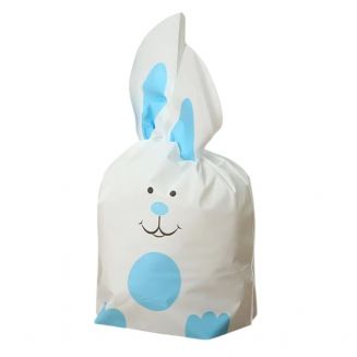 Fako Bijoux® - Uitzeelzakjes 13x22cm - 50 Stuks - Traktatie Zakjes Voor Uitdeelcadeautjes - Uitdeelzakjes Kinderfeestje - Verjaardag - Pasen -  Konijn - Wit/Blauw