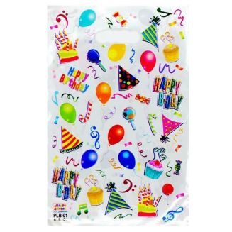 Merkloos - Uitdeelzakjes - 10 stuks - Traktatie Zakjes Voor Uitdeelcadeautjes - Uitdeelzakjes Kinderfeestje - Verjaardag -  Happy Birthday Wit