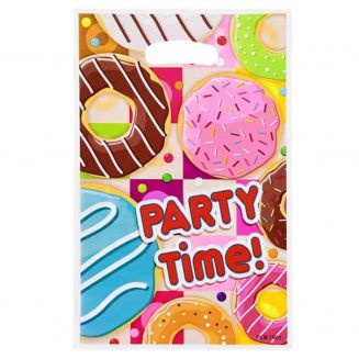 Fako Bijoux® - Uitdeelzakjes - 10 stuks - Traktatie Zakjes Voor Uitdeelcadeautjes - Uitdeelzakjes Kinderfeestje - Verjaardag - Party Time Donuts