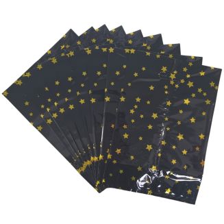 Fako Bijoux - Folie Uitdeelzakjes Sterren - 10 stuks - Traktatie Zakjes Voor Uitdeelcadeautjes - Uitdeelzakjes Kinderfeestje - Verjaardag - Zwart