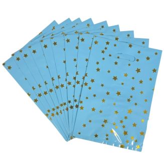 Fako Bijoux - Folie Uitdeelzakjes Sterren - 10 stuks - Traktatie Zakjes Voor Uitdeelcadeautjes - Uitdeelzakjes Kinderfeestje - Verjaardag - Lichtblauw