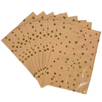 Fako Bijoux - Folie Uitdeelzakjes Sterren - 10 stuks - Traktatie Zakjes Voor Uitdeelcadeautjes - Uitdeelzakjes Kinderfeestje - Verjaardag - Oranje