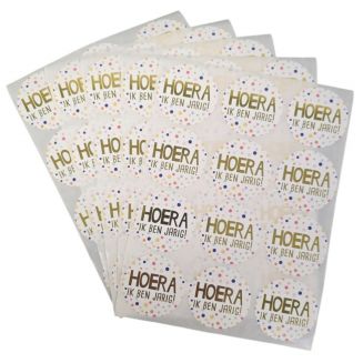 Fako Bijoux® - Stickers Op Vel - 40mm - Hoera Ik Ben Jarig - Beloningsstickers - Stickers Kinderen - Sluitsticker - Sluitzegel - 60 Stuks