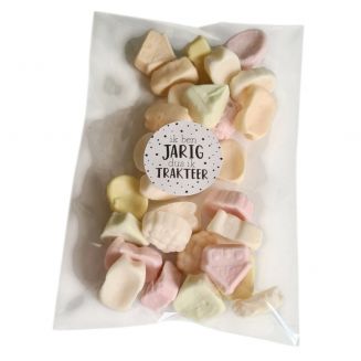 25x Uitdeelzakjes + Sluitstickers Ik Ben Jarig Dus Ik Trakteer - Zakjes Met Plakstrip - Zelfklevende Zakjes - Uitdeelzakjes - Traktaties - Transparant - 10x15cm - 25 Stuks