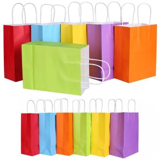 Fako Bijoux® - 10 Papieren Uitdeeltasjes - 16x8x22cm - Stevig Papier - Traktatie Zakjes - Papieren Tasjes - Cadeau Zakjes - Uitdeelzakjes - Verschillende Kleuren - Kraftpapier - 10 Stuks