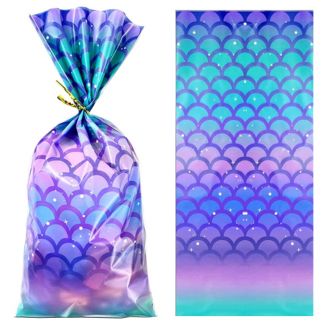 Fako Bijoux® - Uitzeelzakjes Zeemeermin - 12.5x27.5cm - 50 Stuks - Traktatie Zakjes Voor Uitdeelcadeautjes - Uitdeelzakjes Feestje - Verjaardag - Feestje - Zeemeermin Multicolour - 50 Stuks