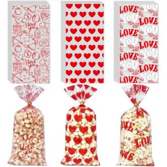 Fako Bijoux® - Uitzeelzakjes Love Mix - 12.5x27.5cm - 50 Stuks - Traktatie Zakjes Voor Uitdeelcadeautjes - Uitdeelzakjes Feestje - Verjaardag - Feestje - Valentijn Mix - 50 Stuks
