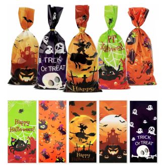 Fako Bijoux - Uitdeelzakjes Halloween Mix 3 -12.5x27.5cm - 50 Stuks - Traktatie Zakjes Voor Uitdeelcadeautjes - Uitdeelzakjes Feestje - Verjaardag - Feestje - 4 Patronen - 50 Stuks