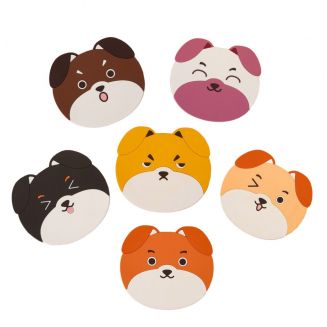 Fako Bijoux® - Honden Onderzetters - Onderzetters Voor Glazen - Honden Accessoires - Honden Decoraties - Set Van Zes Onderzetters - Hittebestendig - Antislip - Hondenliefhebber