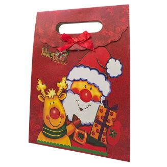 Fako Bijoux - 5 Papieren Kersttasjes - 27x19x8cm - Stevig Papier - Kersmis Zakjes - Papieren Tasjes - Cadeau Zakjes - Uitdeelzakjes - Feestdagen - Rood - 5 Stuks