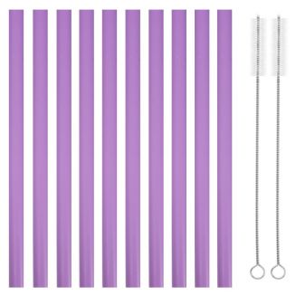 Fako Bijoux® - Siliconen Rietjes XL - 10 Herbruikbare Rietjes - 25 cm - 11mm - Duurzaam en Hygiënisch - 2 Schoonmaakborstels - Paars