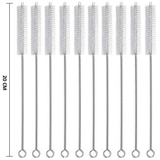 Fako Bijoux® - RVS Schoonmaakborstels Voor Rietjes - 25 Stuks - 20cm - Herbruikbaar