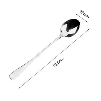 Fako Bijoux® - Lange Lepel - Latte Macchiato - Longdrink - Cocktail - Dessert - IJs - Koffie - Zilver - 1 Stuk