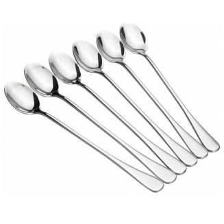 Dessertlepels - Cocktaillepels - IJslepels - Latte Macchiato lepels - Yoghurtlepels - set van 6 stuks -RVS (18/0) -19 cm